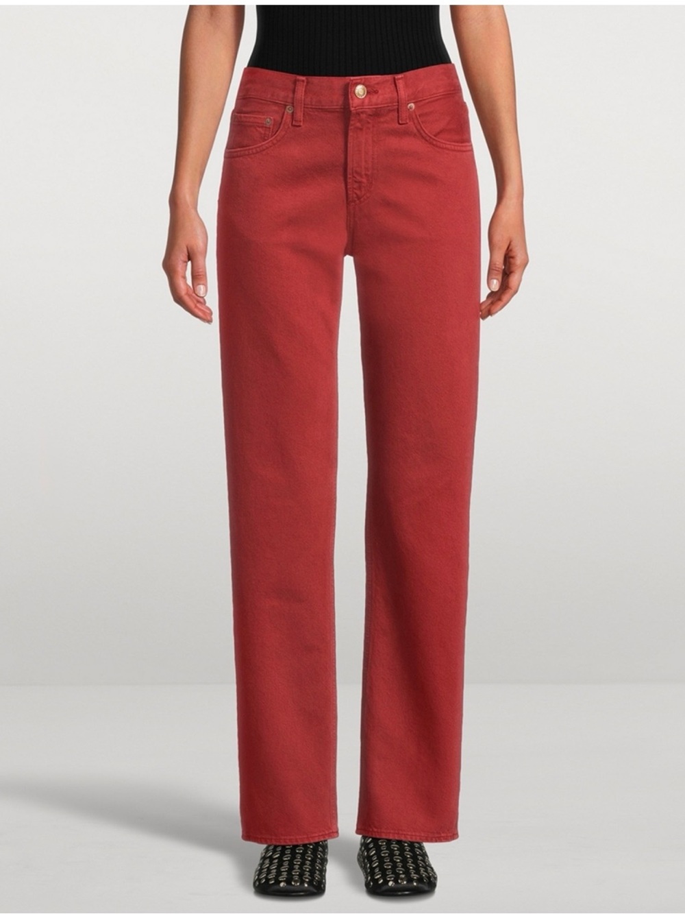 AGOLDE Low-Rise Slim Jeans in Brick